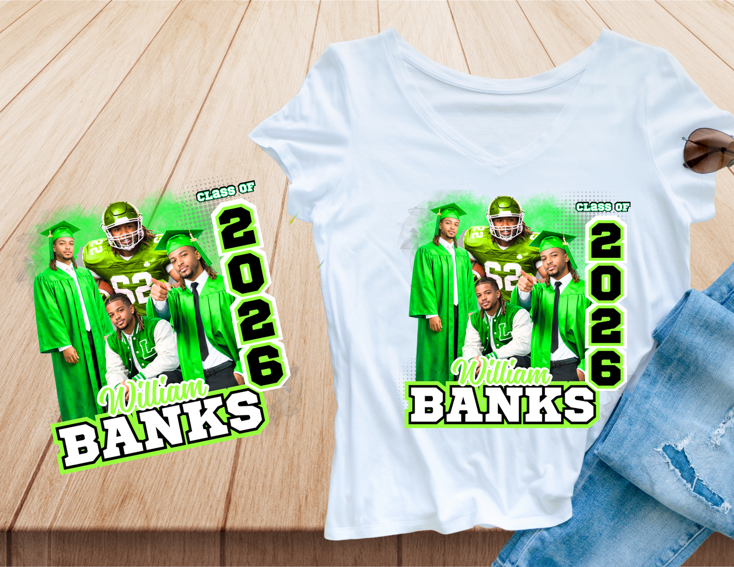 Green Class of Center Print T-Shirt